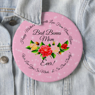 Step Mother Bonus Mama Mütter Day Colossal Abzeich Button