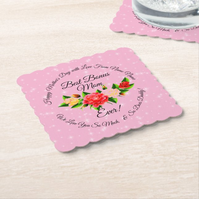 Step Mother Bonus Mama Mütter Day Scalloped Square Untersetzer (angewinkelt)