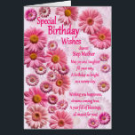 Step Mother Special Birthday wünscht Pink Daisies<br><div class="desc">Eine schöne Geburtstagskarte für eine Stufenmutter. Eine wunderbare Geburtstagskarte voller rosa Gänseblümchen. Ein wunderschönes,  herzliches Vers ergänzt das schöne Gefühl,  das diese Karte mit sich bringt.</div>