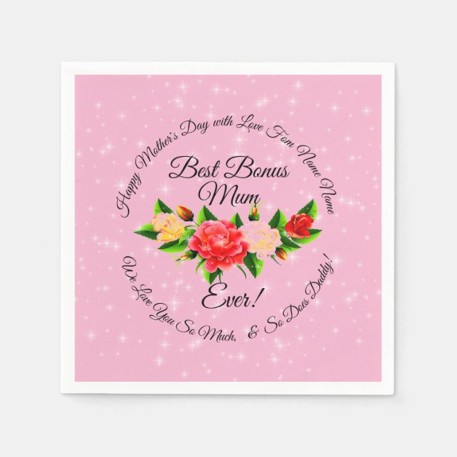 Step Mutter Bonus Mutter Muttertag klein Serviette (Vorderseite)