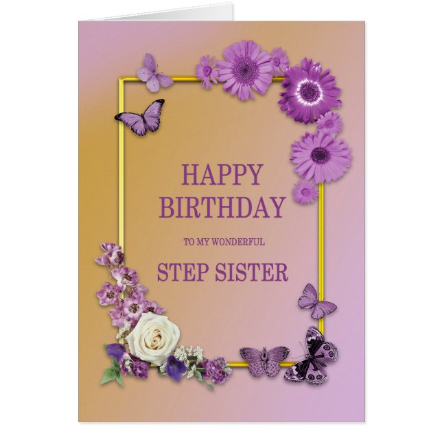 Step Sister Birthday Blume und Schmetterlinge (Vorne)