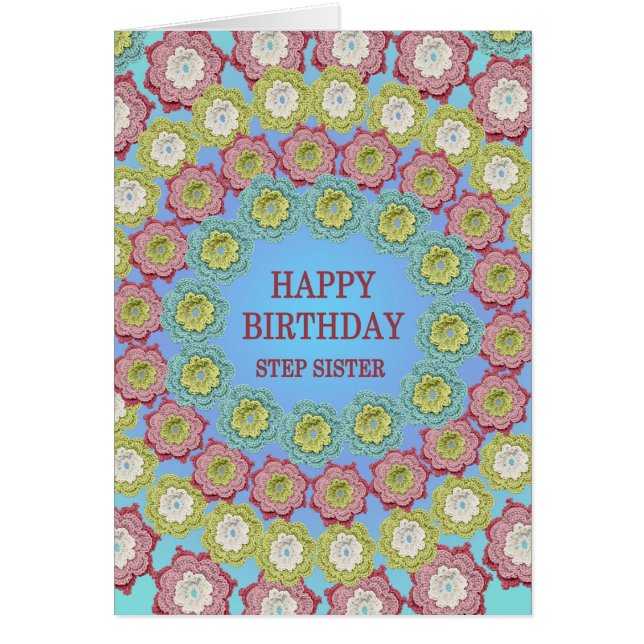 Step Sister Birthday Crochet Blume (Vorne)