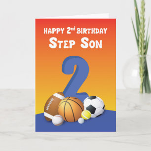 Step Son 2 Birthday Sports Balls Karte