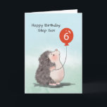 Step Son 6. Geburtstag Niedlicher Igel mit Ballon Karte<br><div class="desc">Zu seinem sechsten Geburtstag können Sie überraschen und begeistern Sie Ihren bezaubernden Step-Sohn mit dieser Igel-Karte,  ihn zu begrüßen. Er wird bestimmt ein großes Lächeln auf seinem Gesicht tragen,  wenn du ihm das bei seiner Feier reichst.</div>