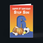 Step Son 6. Geburtstag Sportballs Karte<br><div class="desc">Sobald Ihr Schritt Sohn herauskommt,  um sich mit allen an seinem 6. Geburtstag zu beteiligen,  sollten Sie ihm sofort diese Karte geben,  um ihn an diesem besonderen Tag zu begrüßen.</div>