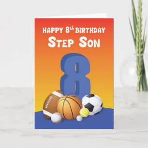 Step Son 8. Geburtstag Sportballs Karte