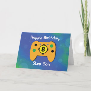 Step Son 8 Year Old Birthday Gamer Controller Karte