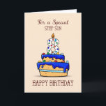 Step Son 8th Birthday, 8 on Sweet Blue Cake Karte<br><div class="desc">Diese Karte wurde perfekt entworfen,  um Ihrem ganz besonderen Stufensohn süße 8. Geburtstagsgrüße zu bringen. Schicke ihm das,  wenn er 8 Jahre alt wird und lass ihm zu wissen,  wie besonders er ist.</div>