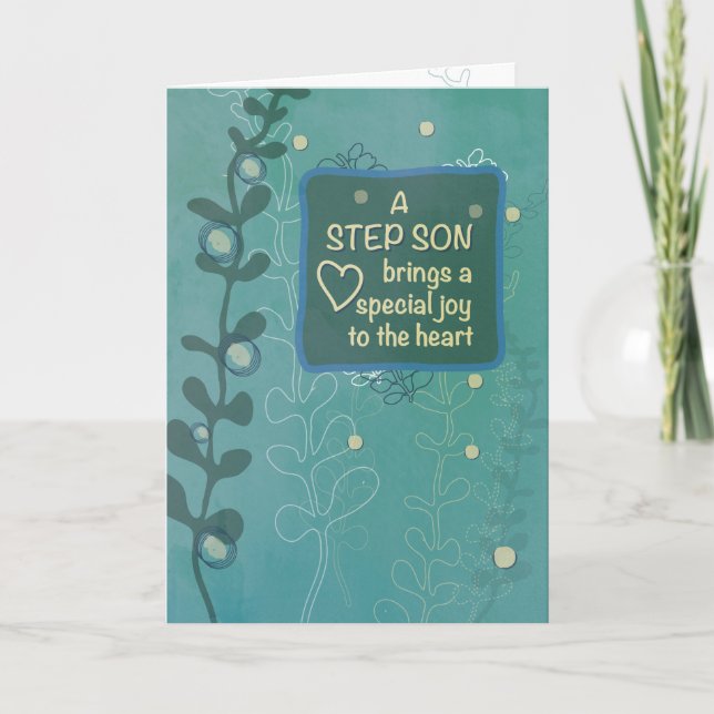 Step Son Religious Birthday Green Hand Drawn Look Karte (Vorderseite)