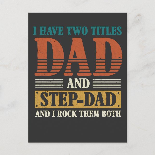 Step Vater Two Titles Papa Proud Vater Postkarte (Vorderseite)