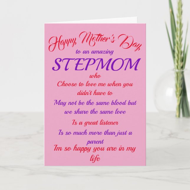 Stepama Mother's Day Pink Typografy Card Karte (Vorderseite)