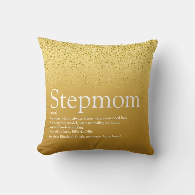 Stepama Stepmutter Definition Gold Glitzer Kissen (Vorderseite)