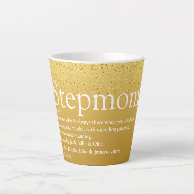 Stepama Stepmutter Definition Gold Glitzer Milchtasse (Vorderseite)