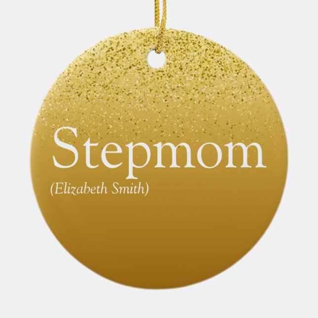 Stepama Stepmutter Elegant Gold Glitzer Glam Keramik Ornament (Vorne)