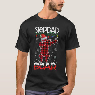 Stepdad Bear Dabbing Buffalo Kariert Lights Christ T-Shirt