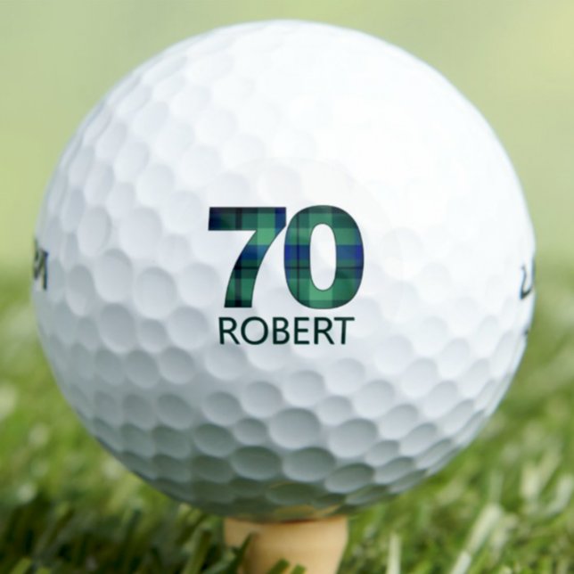 Stepdad-Geschenk zum 70. Geburtstag - Blue Kariert Golfball (Von Creator hochgeladen)