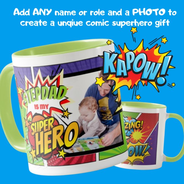 STEPDAD ist mein SUPERHERO-COMIC für Personalisier Tasse (Von Creator hochgeladen)
