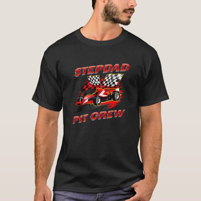 Stepdad Pit Crew Race Car Birthday Party Racing Fa T-Shirt (Vorderseite)