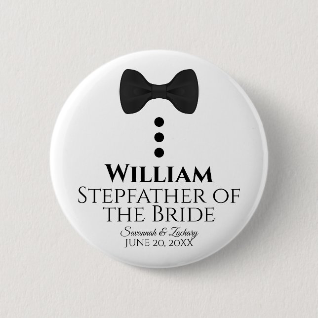Stepfather of the Bride Wedding Button Name Tag (Vorderseite)