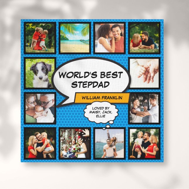 Stepfather, Stepdad 12 Foto Blue Comic Book Leinwanddruck (Stepfather, Stepdad 12 Photo Blue Comic Book Canvas Print)