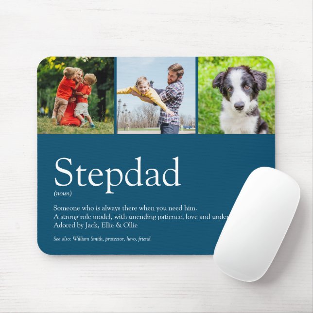 Stepfather Stepdad Definition 3 Foto Fun Blau Mousepad (Mit Mouse)