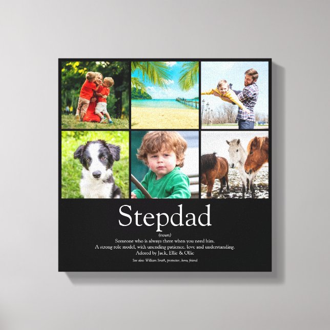 Stepfather Stepdad Definition 6 Foto Spaß Schwarz Leinwanddruck (Vorderseite)