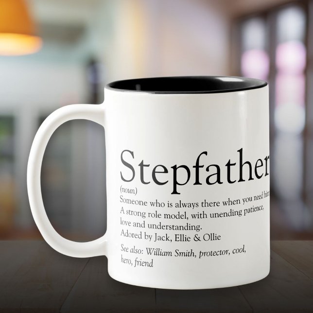 Stepfather Stepdad - Definition der besten aller Z Zweifarbige Tasse (World's Best Ever Stepfather Stepdad Definition Two-Tone Coffee Mug)