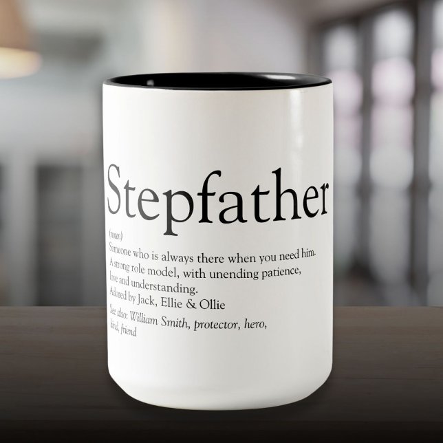 Stepfather Stepdad - Definition der besten aller Z Zweifarbige Tasse (World's Best Ever Stepfather Stepdad Definition Two-Tone Coffee Mug)