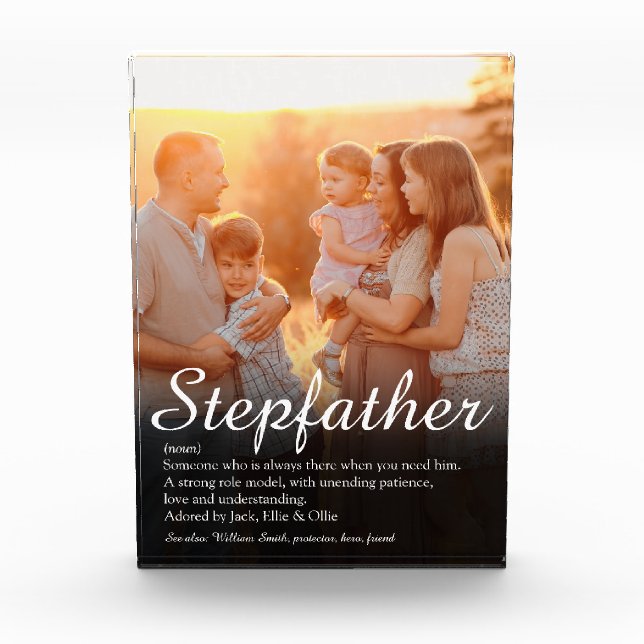 Stepfather Stepdad Definition Eleganter Script-Spa Fotoblock (Vorderseite)