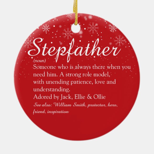 Stepfather Stepdad Definition Foto Weihnachten Keramik Ornament (Hinten)