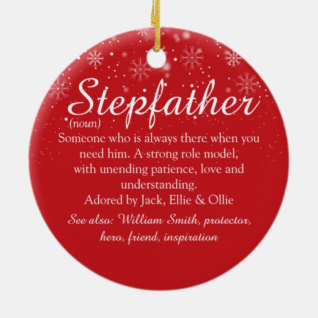 Stepfather Stepdad Definition Frohe Weihnachten Keramik Ornament (Hinten)