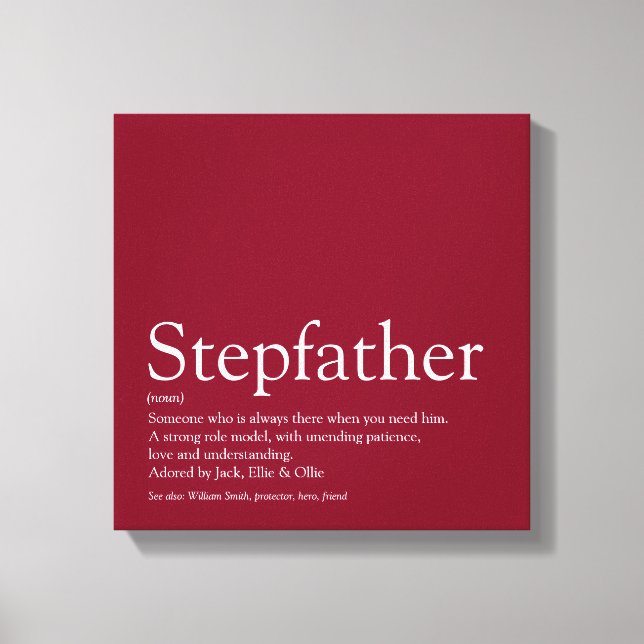 Stepfather, Stepdad Definition Fun Modern Burgund Leinwanddruck (Vorderseite)