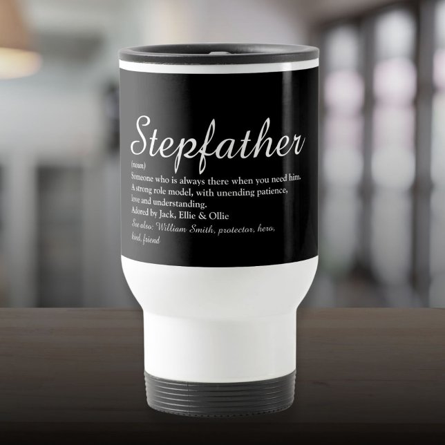 Stepfather Stepdad Definition Modernes Skript Reisebecher (Stepfather Stepdad Definition Modern Script Travel Mug)
