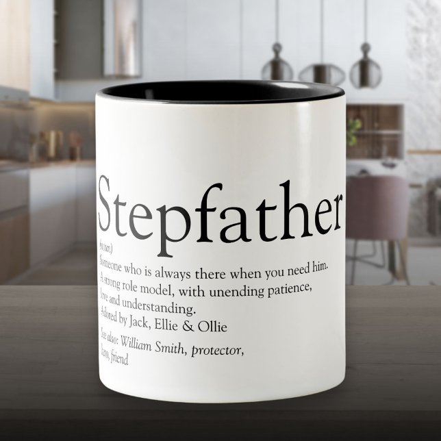 Stepfather, Stepdad Definition Zweifarbige Tasse (World's Best Ever Stepfather, Stepdad Definition Two-Tone Coffee Mug)