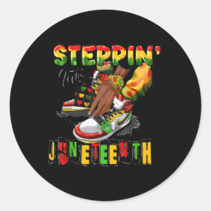 Stepg Into Junenth African American Black Shoes Runder Aufkleber