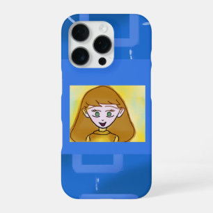 Stephanie Bingo Anime on Blue Geometric iPhone 16 Pro Hülle