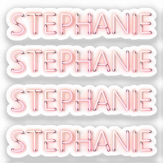 Stephanie Name in glühenden Neonlichtern Klassik R Aufkleber (Vorderseite)