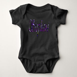 Stephanie, Name, Logo, Black Bodysuit für Kinder Baby Strampler