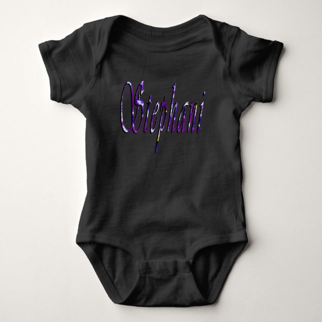 Stephanie, Name, Logo, Black Bodysuit für Kinder Baby Strampler (Vorderseite)