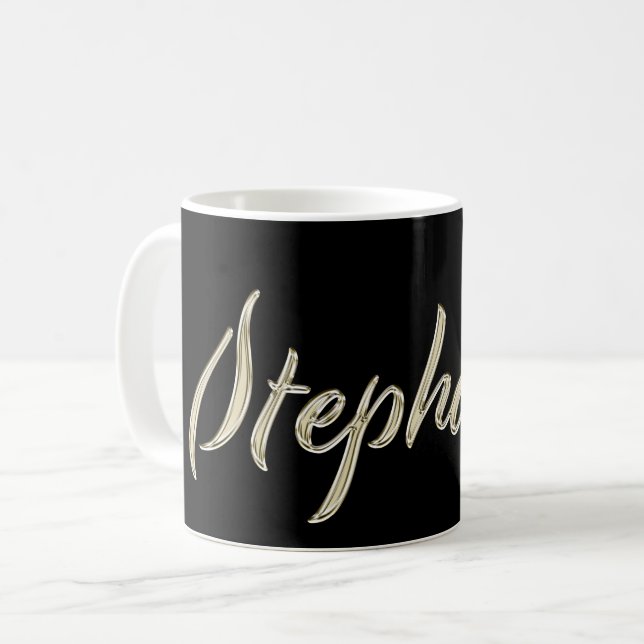 Stephanie white gold Handwriting Tasse Kaffeetasse (Vorderseite Links)