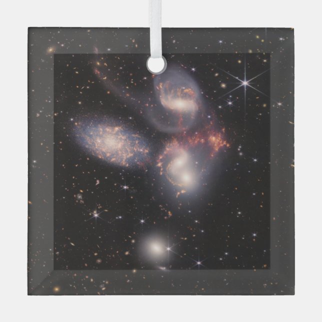 Stephans Quintet 5 Galaxies Deep Field James Webb Ornament Aus Glas (Vorderseite)