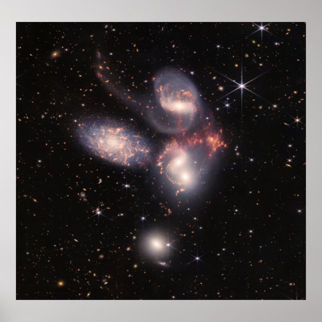 Stephans Quintet 5 Galaxies Deep Field James Webb Poster (Vorne)