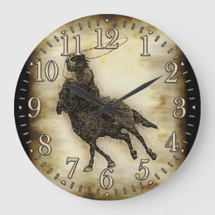 Stephen Roping Rodeo Cowboy Große Wanduhr