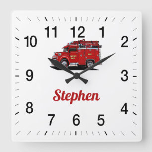 Stephen's Fire Rescue Square Wall Clock Quadratische Wanduhr