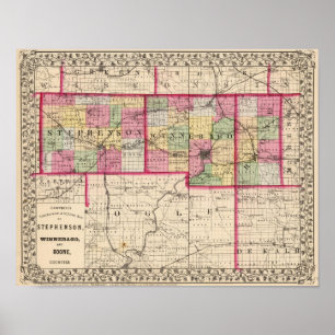 Stephenson, Winnebago, Boone Landkreises Poster