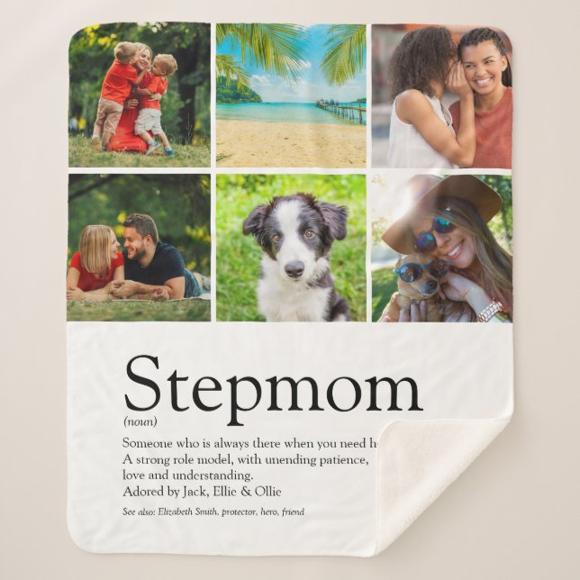 StepMom Bonus Mama Definition 6 FotoCollage Sherpadecke (Vorderseite)