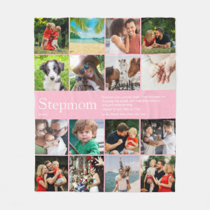 StepMom Bonus Mama Definition Foto Collage Rosa Fleecedecke