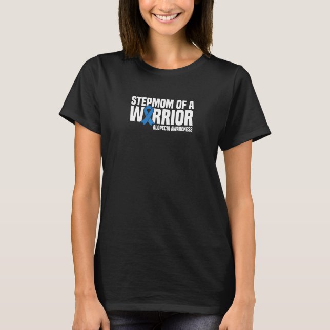 Stepmutter eines Warrior Blue Ribbon Alopecia Awar T-Shirt (Vorderseite)
