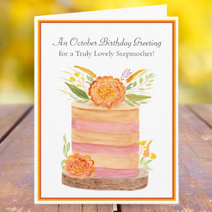 Stepmutter Oktober Geburtstag mit Marigolds auf Ca Karte
