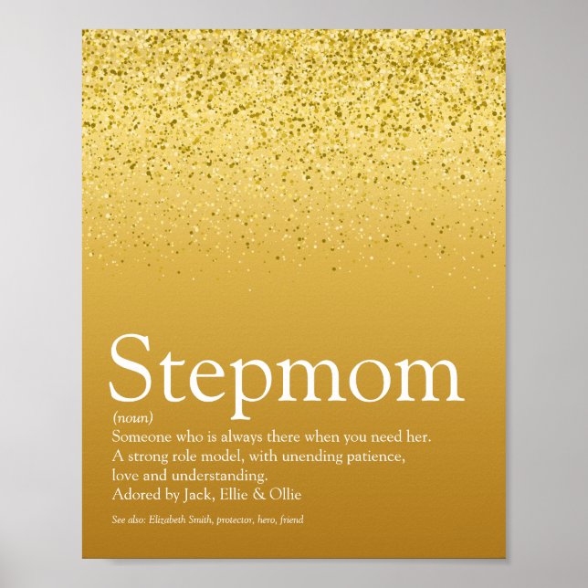 Stepmutter, Stepmutter Definition Gold Glitzer Poster (Vorne)